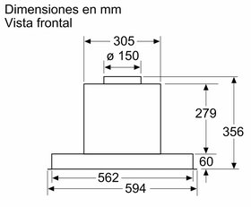 Balay 3BD866MN - Campana mueble grupo filtrante Clase A 59.4 cm 620 m3/h  Negro