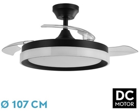 Abrila DC ZENIT 107CM Negro - Ventilador de Techo Aspa Retráctil con Luz