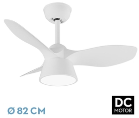Abrila DC CUBICO 82CM Blanco - Ventilador de Techo Aspa Normal con Luz