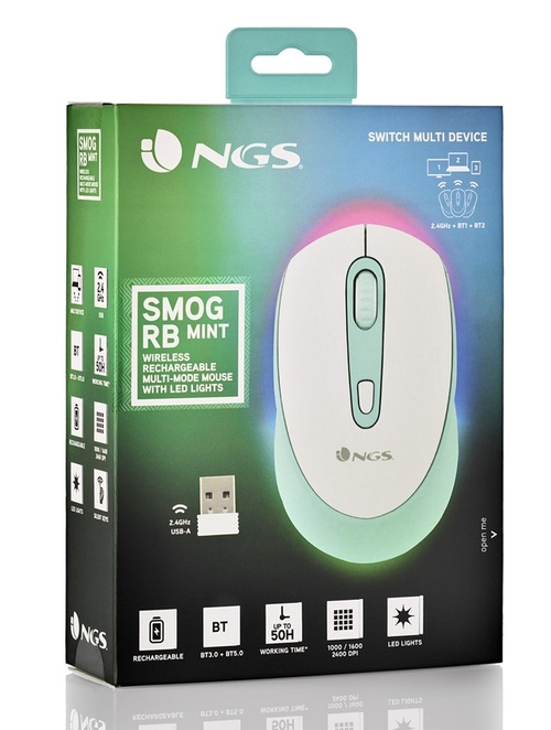 NGS SMOG MINT-RB Verde - Ratón Inalámbrico