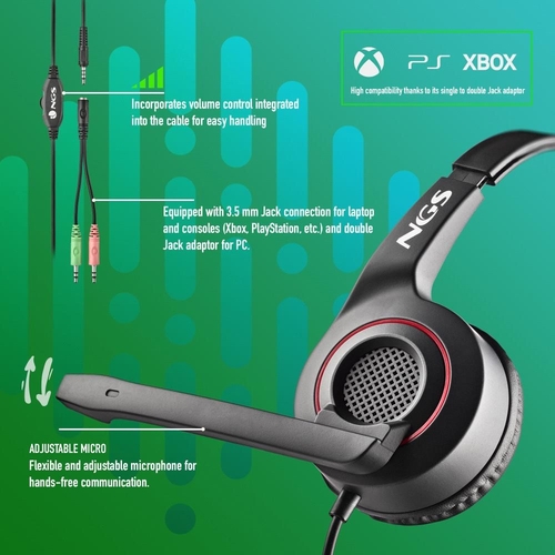 NGS MSX 10 PRO Negro - Auricular de Diadema Con Cable