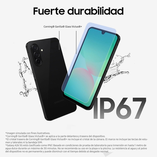 SAMSUNG GALAXY A26 Negro - Móvil 6.7" 8GB 256GB