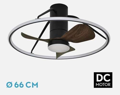 ABRILA OPORTO Negro/Marrón 46W - Ventilador de Techo 3 Aspas