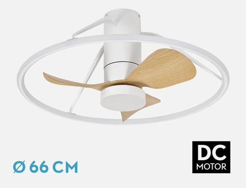 ABRILA OPORTO Blanco/Haya 46W - Ventilador de Techo 3 Aspas