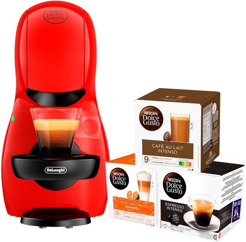 DELONGHI EDG-210-R Rojo - Cafetera de Cápsula + 3 ESTUCHES DE CAFE