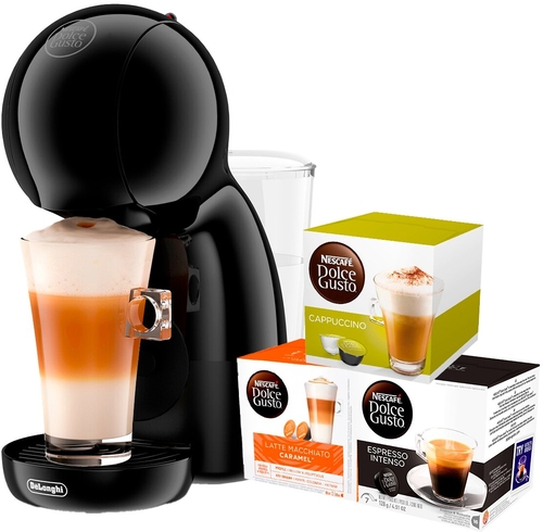 DELONGHI PICCOLO XS EDG.210.AB Antracita - Pack Cafetera Cápsulas + 3 ESTUCHES DE CAFÉ