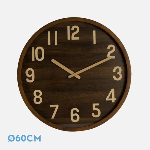 ABRILA BORGOÑA Madera Oscura - Reloj de Pared 60CM