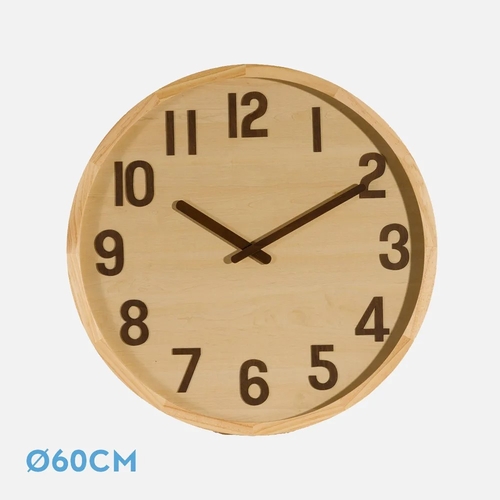 ABRILA BORGOÑA Madera Clara - Reloj de Pared 60CM