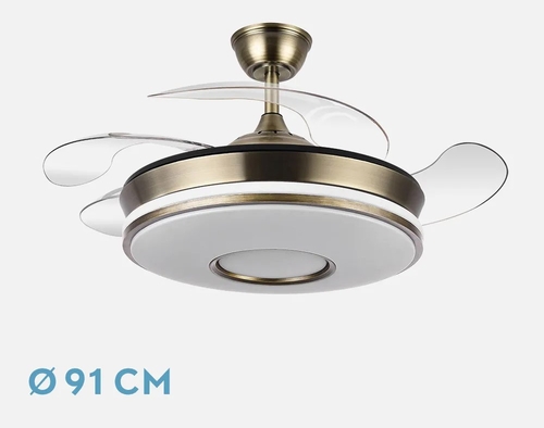 ABRILA DANI Cuero - Ventilador de Techo Aspas Retráctiles 59 W F