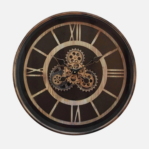 ABRILA DURCAL Marrón/Haya/Oro - Reloj de Pared 60CM