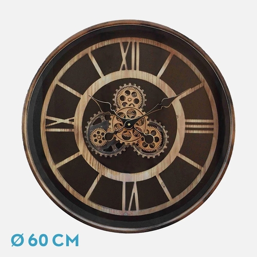 ABRILA DURCAL Marrón/Haya/Oro - Reloj de Pared 60CM