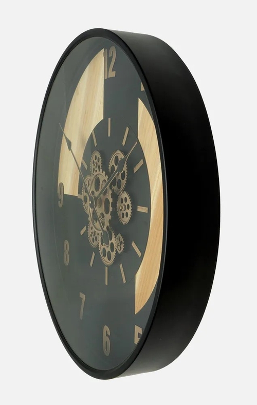ABRILA PARMA Negro/Haya/Oro - Reloj de Pared 59CM