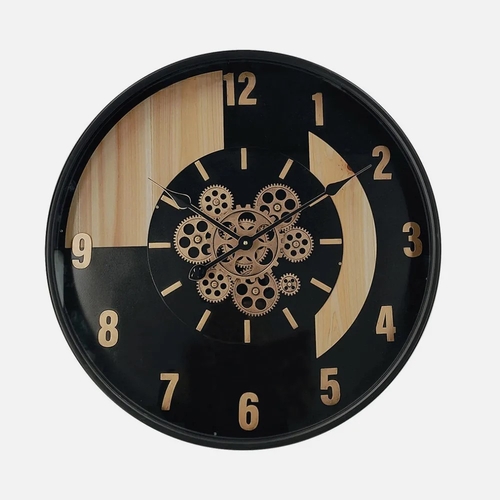 ABRILA PARMA Negro/Haya/Oro - Reloj de Pared 59CM