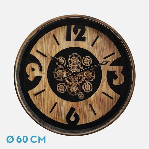 ABRILA ALMANZORA Negro/Haya/Oro - Reloj de Pared 60CM