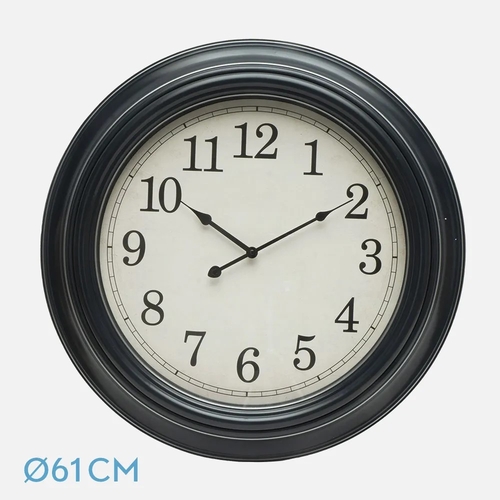ABRILA INIKO Negro/Plata - Reloj de Pared 61CM