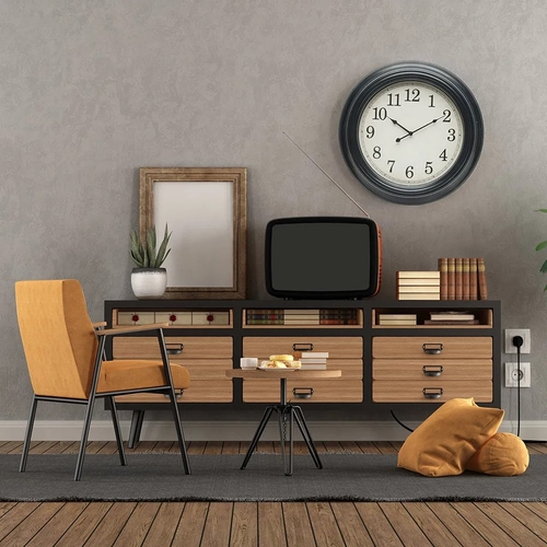 ABRILA INIKO Negro/Plata - Reloj de Pared 61CM