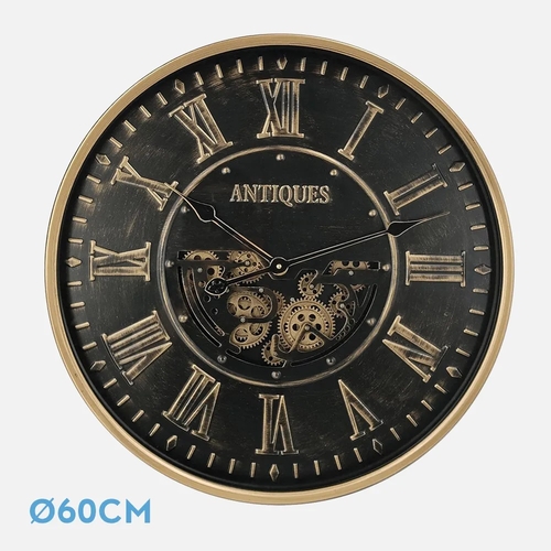 ABRILA TRIESTE Negro/Oro - Reloj de Pared 60CM
