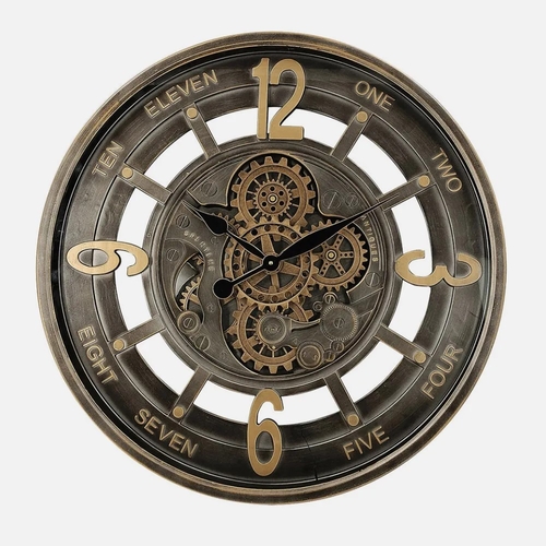 ABRILA PADUA Oro/Cuero - Reloj de Pared 70CM