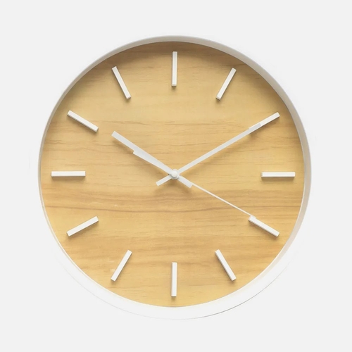 ABRILA MESOMA Blanco/Haya - Reloj de Pared 35CM