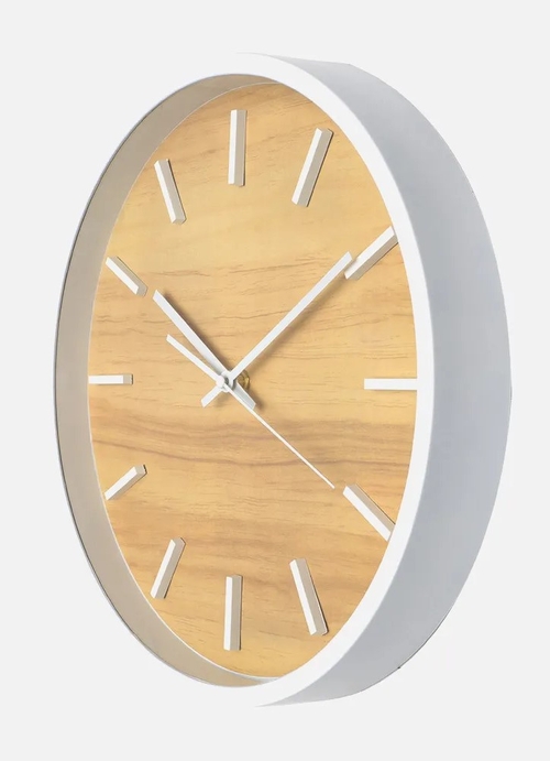 ABRILA MESOMA Blanco/Haya - Reloj de Pared 35CM