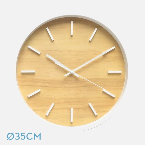 ABRILA MESOMA Blanco/Haya - Reloj de Pared 35CM