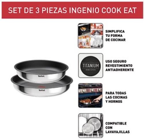 TEFAL INGENIO 22-26CM INOX - Set de Sartenes + MANGO