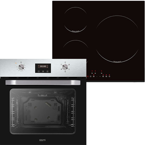KROMSLINE KHI-300-D-S Inox + KVI-3FI-30 - Conjunto Vitrocerámica de Inducción + Horno 