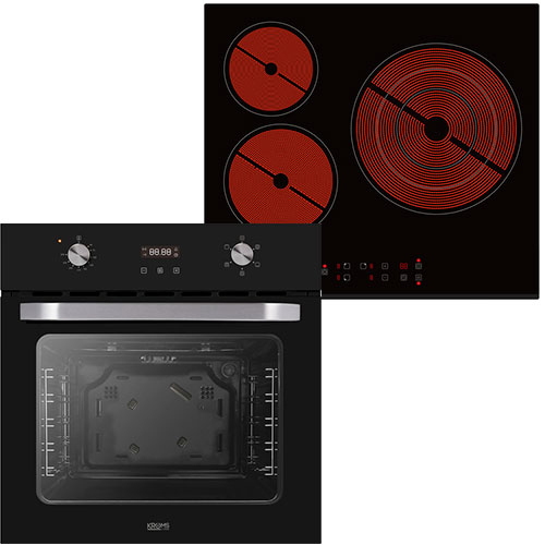 KROMSLINE KVR-3FR-B-3 + KHCR-100-BK-S - Conjunto Vitrocerámica Eléctrica + Horno 