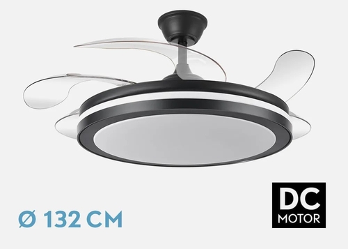 ABRILA ESPARTA MAXI Negro 80W 132CM - Ventilador de Techo 5 Aspas Retráctil