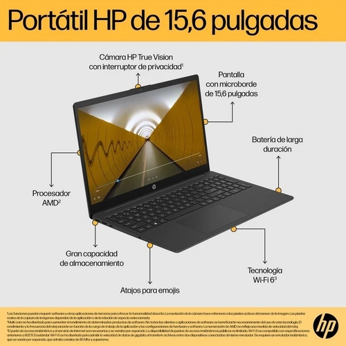 HP 15-FC0088NS RYZEN 3 7320U Gris - Ordenador Portátil 15.6" 8GB 256GB