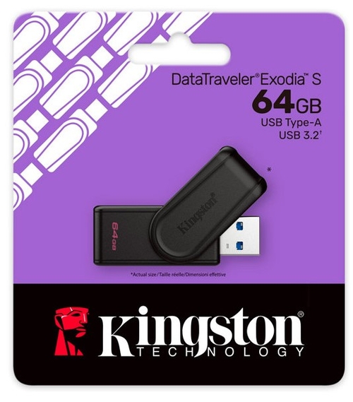 Pendrive KINGSTON DATATRAVELER EXODIA S Negro 64GB