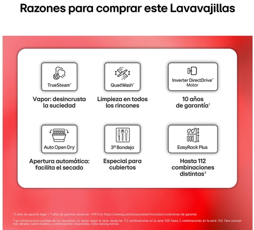 LG DF587HHS Blanco - Lavavajillas 60CM 14 Servicios