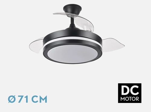 ABRILA ESPARTA PEQUE Negro - Ventilador de Techo 3 Aspas Retráctil