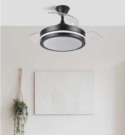 ABRILA ESPARTA PEQUE Negro - Ventilador de Techo 3 Aspas Retráctil