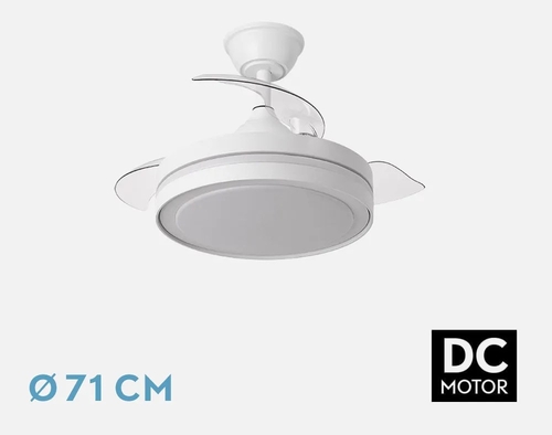 ABRILA ESPARTA PEQUE Blanco - Ventilador de Techo 3 Aspas Retráctil