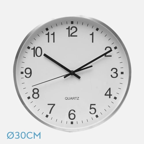 ABRILA TEAM Aluminio-Blanco - Reloj de Pared 30cm