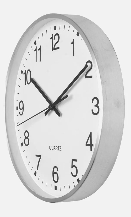 ABRILA TEAM Aluminio-Blanco - Reloj de Pared 30cm