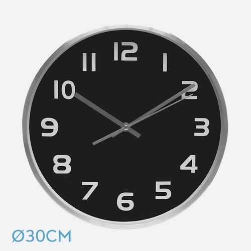 ABRILA TEAM Aluminio-Negro - Reloj de Pared 30cm
