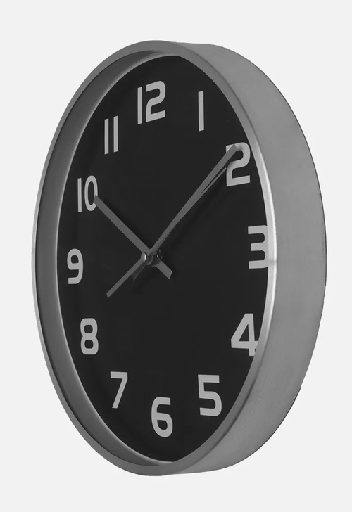 ABRILA TEAM Aluminio-Negro - Reloj de Pared 30cm