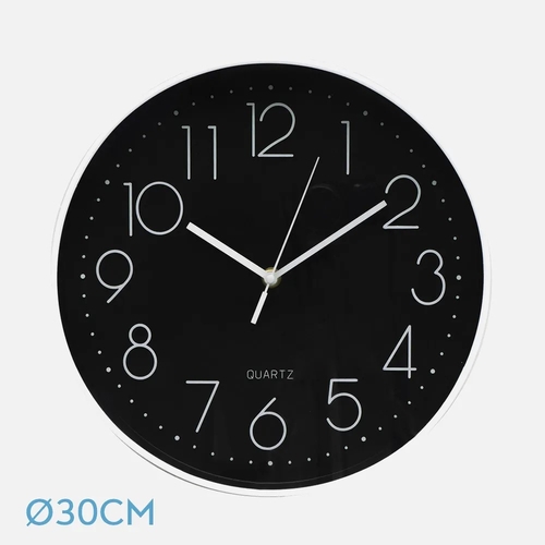 ABRILA TIEMPO Blanco-Negro - Reloj de Pared 30 cm
