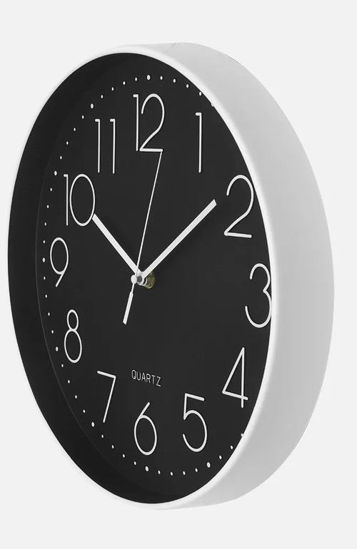 ABRILA TIEMPO Blanco-Negro - Reloj de Pared 30 cm