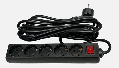 ABRILA 5 ENCHUFES + INTERRUPTOR Negro - Regleta 5M