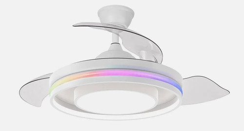 ABRILA DC PITUFO Blanco - Ventilador de Techo 3 Aspas Retráctil