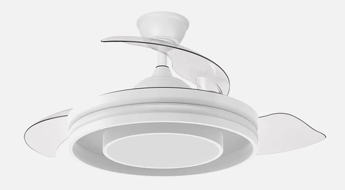 ABRILA DC PITUFO Blanco - Ventilador de Techo 3 Aspas Retráctil