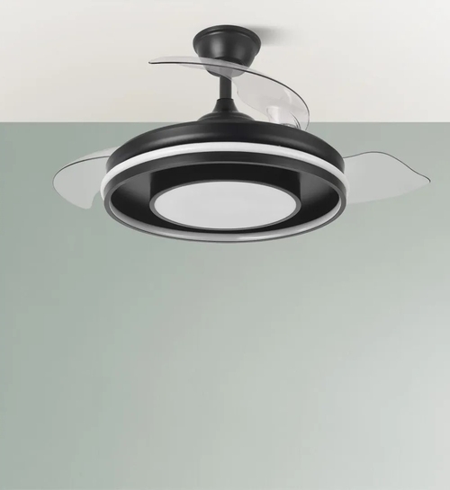 ABRILA DC PITUFO Negro - Ventilador de Techo 3 Aspas Retráctil