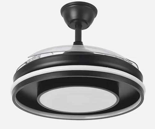 ABRILA DC PITUFO Negro - Ventilador de Techo 3 Aspas Retráctil