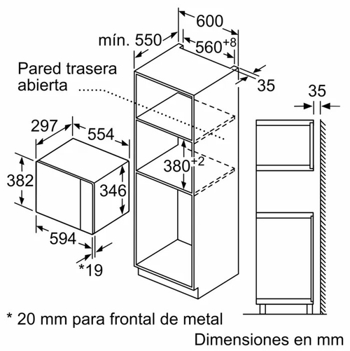 BOSCH BFL524MB0 - Microondas 800W 20L
