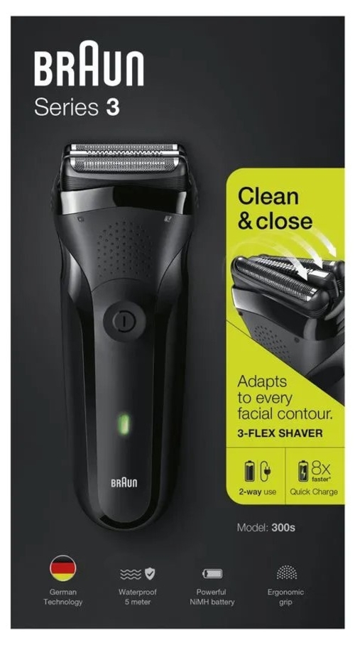 BRAUN SERIE-3 300S Negro - Afeitadora Sin Cable