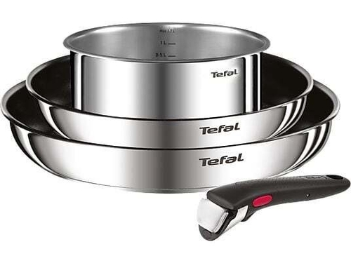 TEFAL INGENIO L881S INOX - Set de Sartenes 22 y 26cm + Cazo 16cm + Mango Extraíble