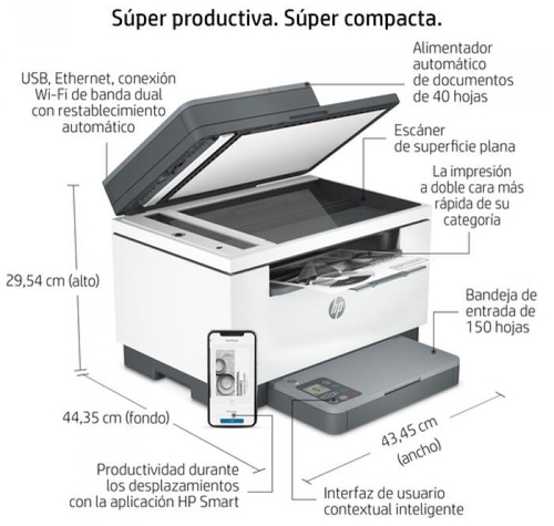 HP LASERJET M234SDW Blanco-Gris - Impresora Multifunción Wifi